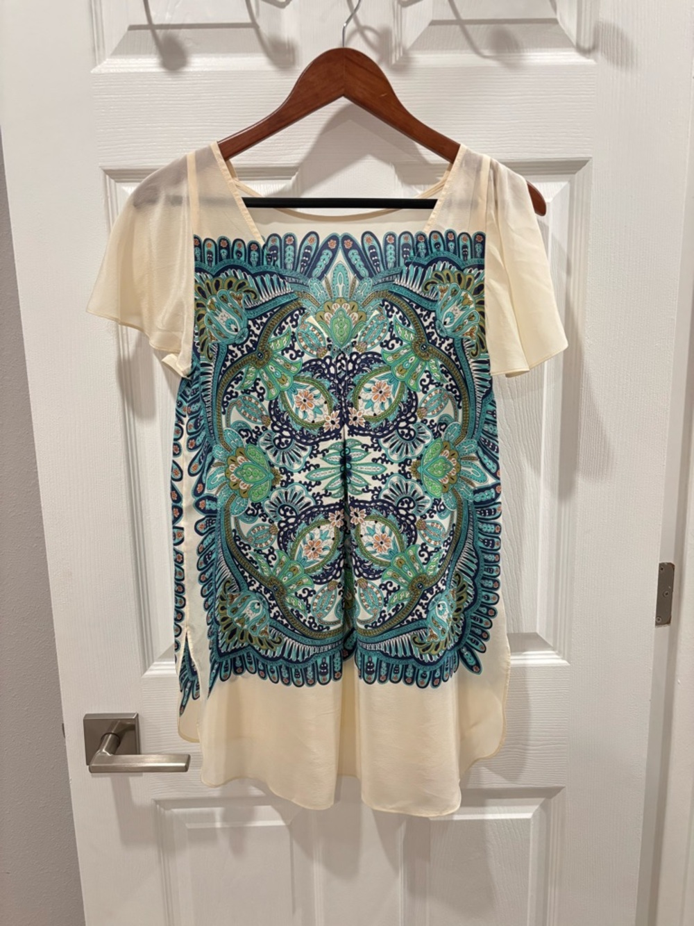 Anthropologie Maeve Cream Silk tunic top size XS - Picture 4 of 12